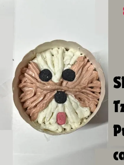 How adorable is this custom Shih Tzu pupcake? I love creating these personalized treats that look just like your furry friend. It's a single-serving pupcake, perfect for making any day special.