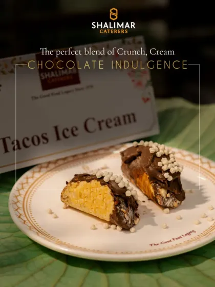 The perfect blend of crunch, cream, and chocolate indulgence. Our Tacos Ice Cream is a unique, handheld dessert that is both fun and delicious, perfect for a modern corporate event.