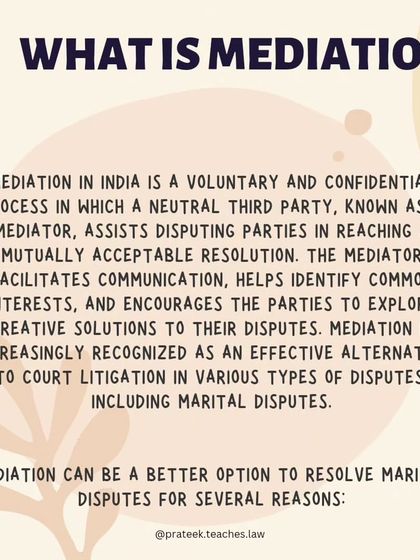What is mediation? It is a confidential process where a neutral third party helps you and your spouse reach a mutually acceptable agreement, avoiding a court-imposed decision.