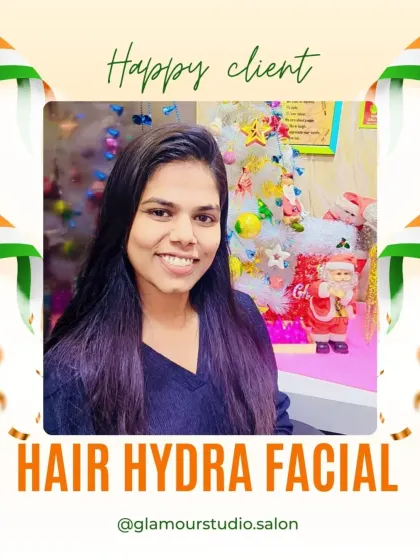 This client is happy with her Hair and Hydra Facial treatment. We offer combination services to give you a complete pampering experience.