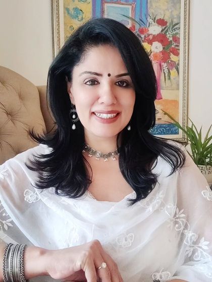 A close-up of the 92.5 silver choker with pearls. It adds a touch of elegance to the white kurta without being overpowering, perfect for a sophisticated summer look.