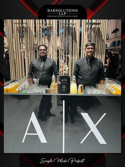 Our team at the sleek, branded bar for the Armani Exchange store launch at Phoenix Mall, Pune.