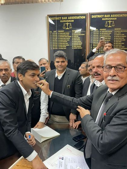 A senior advocate blesses me with a sweet after the nomination. His blessings are a source of great strength.