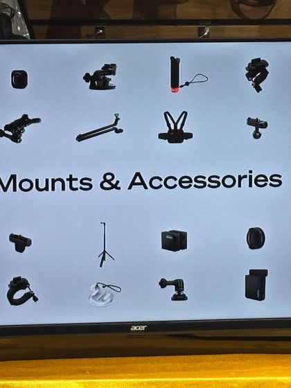 A slide from the GoPro presentation showing the wide array of mounts and accessories available. Knowing which mount to use can make a big difference in the quality of your underwater shots.