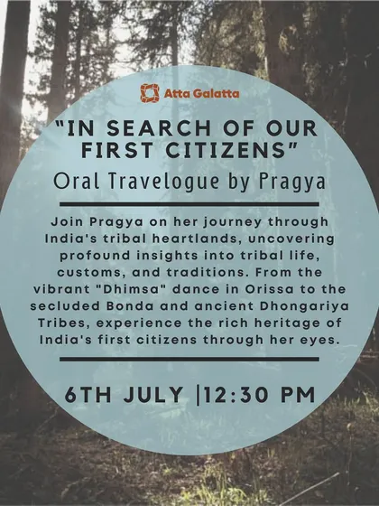 Poster for 'In Search of Our First Citizens', an oral travelogue about India's tribal heartlands.