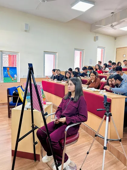 A glimpse from my first ever art workshop at Shaheed Bhagat Singh College. It was a joy to share my process and passion for painting with so many enthusiastic students.