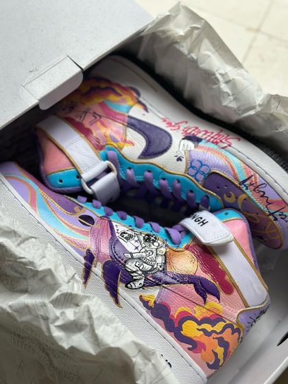 The completed BTS custom pair, boxed up and ready to go. I love seeing a complex idea come together like this.