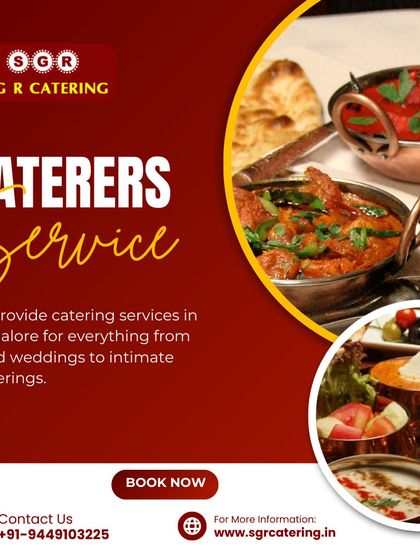 We provide catering services in Bangalore for everything from grand weddings to intimate gatherings. This collage shows some of our North Indian style vegetarian dishes served in traditional copper bowls.