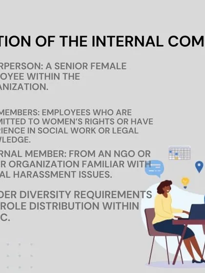 The composition of the Internal Committee is prescribed by law to ensure fairness and impartiality. This slide breaks down the requirements, including a senior female employee as chairperson, other employee members, and a mandatory external member.