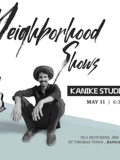 A clean, stylish poster for an acoustic music show, highlighting the cozy and personal nature of performances at our studio.