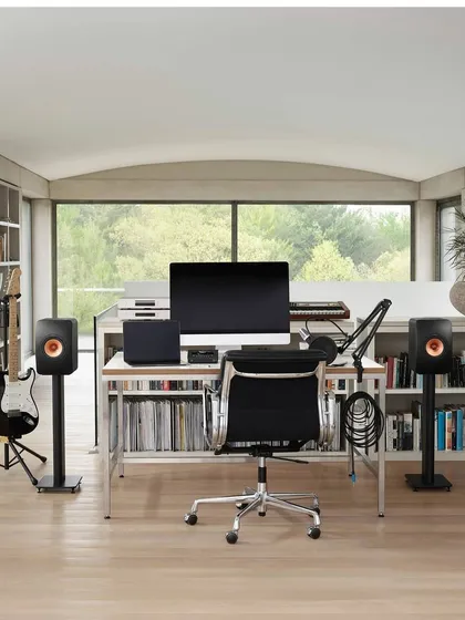 Your home office or creative studio deserves great sound too. This setup with KEF speakers provides accurate, detailed audio perfect for work and relaxation.