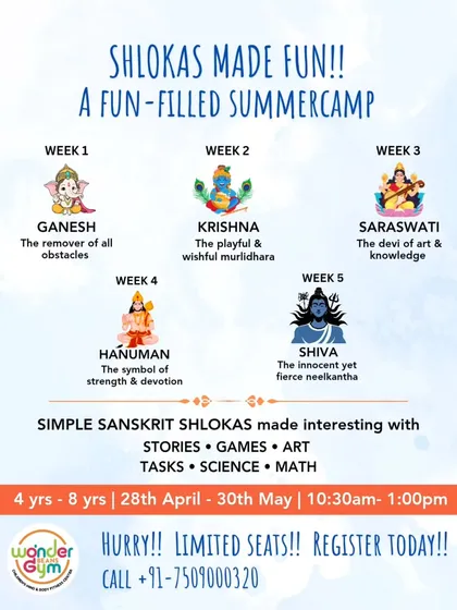 We connect children to Indian heritage in a way they love with our 'Shlokas Made Fun' camp. We use stories, art, and even science experiments to make learning simple Sanskrit shlokas an exciting adventure.