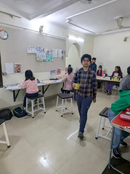 A candid moment from one of our classes. Our studio is a space where students can relax, focus, and let their creativity flow.