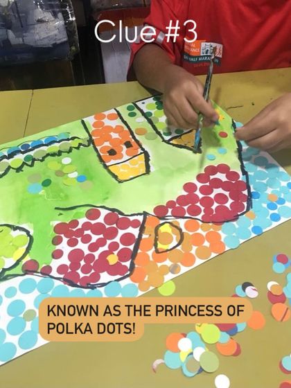 "Known as the Princess of Polka Dots!" Our kindergarteners loved creating these dotted wonders, learning about a famous contemporary artist while playing with color and pattern.