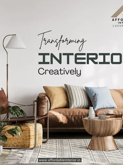 A promotional graphic highlighting our core philosophy of transforming interiors creatively, combining style with affordability.