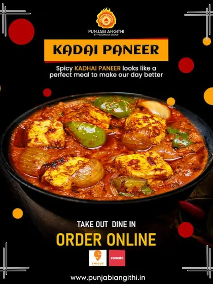 Our spicy Kadhai Paneer is a perfect meal to make any day better. Chunks of paneer and bell peppers are tossed in a thick, flavourful tomato-based gravy.
