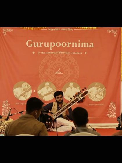 On stage during a Gurupoornima celebration, an event dedicated to honoring our teachers. Playing for my guru and a knowledgeable audience is both a challenge and a great honor.