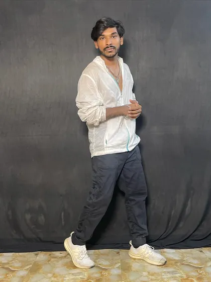 A new look from a different photoshoot with a simple, casual style.