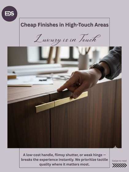 Luxury is in the touch. A low-cost handle or a flimsy hinge can break the experience instantly. We prioritize tactile quality in high-touch areas, ensuring every interaction with your home feels premium.