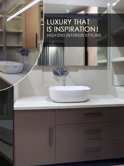 A closer look at the kid's bathroom vanity, featuring a sleek countertop sink and ample drawer storage. It’s an example of high-end interior styling that is also practical for family life.