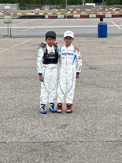 A proud moment for our two young drivers at the Baby Race Summer Camp.