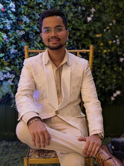 Here is another shot of our client enjoying his event in our rental blazer. The fit is perfect, and it shows how renting allows you to wear different high quality outfits for every function.