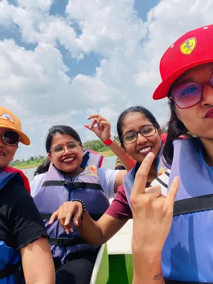 A fun selfie during a boat ride in Chikmagalur.