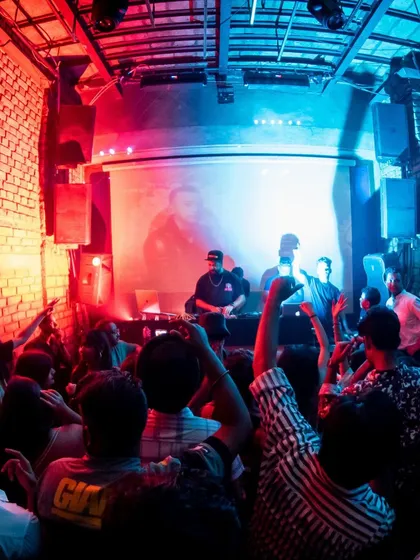 A view from the crowd as I perform on stage at Roxy during Pujo.