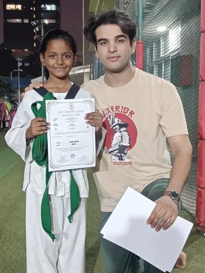 Congratulations to this student on earning her green belt. A proud moment for her and for me as her coach.