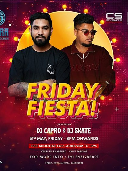 Another 'Friday Fiesta' poster for my gig at Hydra with DJ Skate, a regular event for the weekend crowd.