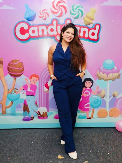 A playful pose at the Candyland Family Day. It's important to be approachable and fun when hosting events with children and families.