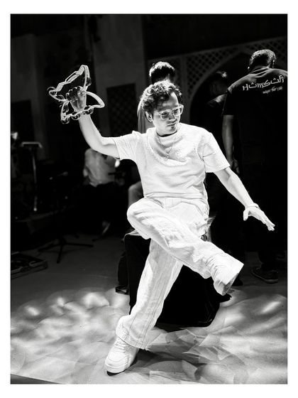 Even during sound check, the energy is there. A fun, dynamic shot of our vocalist.