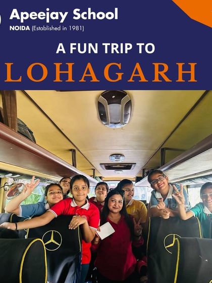 The journey is part of the adventure. Our students are seen here on the bus to Lohagarh Farms, excited for the day of fun and exploration ahead.