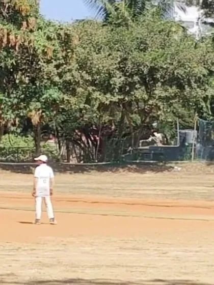 A wide view of the U14 practice match between City Gymkhana and KIOC, showing the conditions and setting of junior-level cricket.
