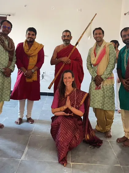 Another picture with HH Swami Chinna Jeeyar ji and fellow musicians. These are moments of true blessing.