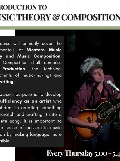 This course on Music Theory and Composition is designed to develop self-sufficiency in artists, giving them the confidence to create a complete song from scratch.