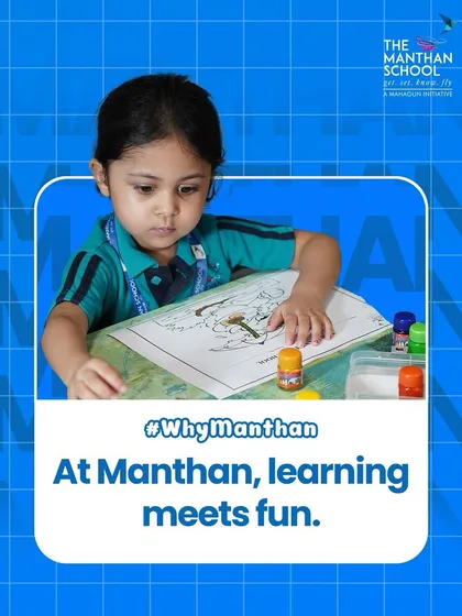 At our school, learning and fun go hand in hand. This student is engaged in a creative art activity, demonstrating how we blend education with excitement to create a positive learning environment.