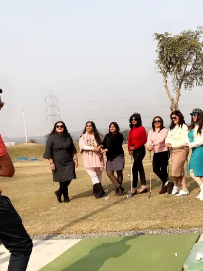 A group of women enjoys an introductory golf lesson. It's a perfect plan for a fun and different kind of girls' day out.