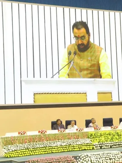 Speaking at the Yoga Mahotsav. I often share my knowledge and passion for yoga at large public forums and conferences.