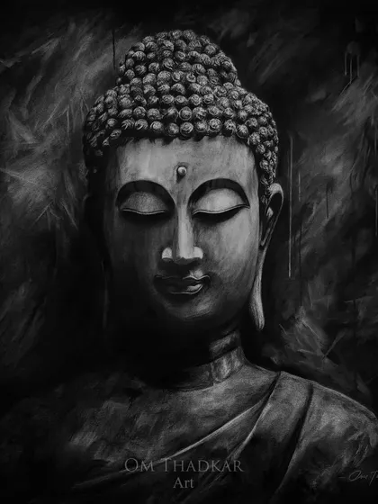 Titled 'Bliss', this artwork is my interpretation of tranquility. Through the soft blending of charcoal, I sought to create a serene and meditative portrait of Buddha, where the gentle expression and subtle textures invite a moment of peace and introspection.