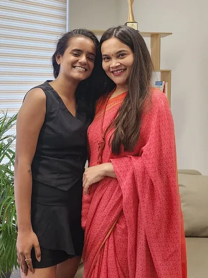 With the host of the podcast after a great conversation. These moments of connection and knowledge-sharing are what I truly enjoy about my work.