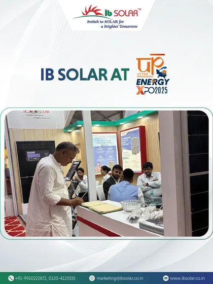 A visitor examining our 640W Solar Panels at the UP Energy Expo. Our stall attracted stakeholders from the PM Surya Ghar and PM-KUSUM initiatives, eager to see our latest innovations.