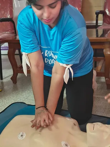 We take care of our own. Here, one of our members gets hands-on practice during a CPR and Basic Life Support workshop. We believe in being prepared and making our community safer for everyone.