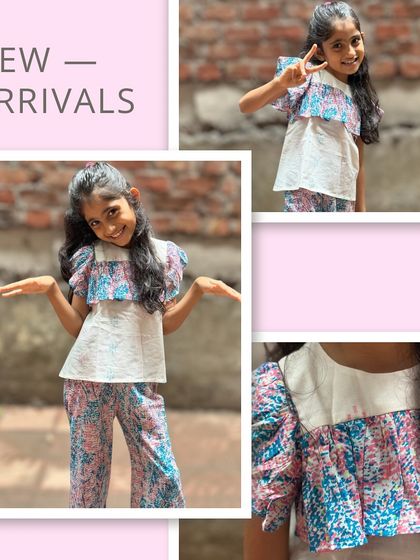 Our new arrivals are here and they are full of giggles! This abstract print co-ord set features puffy sleeves and wide-leg pants, all in breathable cotton that's perfect for play.
