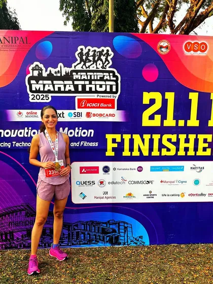 We turn goals into reality. Here is one of our dedicated runners celebrating a podium finish in her debut half marathon. This is what consistent training and community support can do.