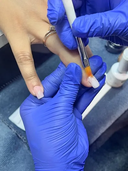 Trust the process. Here I am building the structure of a gel extension. This step is crucial for ensuring the nail is strong, durable, and has a beautiful shape.