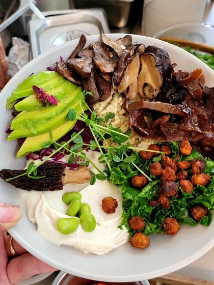 The 'Shroom Bowl' from our Mushroom Festival, packed with Cremini, Morel, Shiitake, and Wood Ear mushrooms for a rich, earthy flavor.