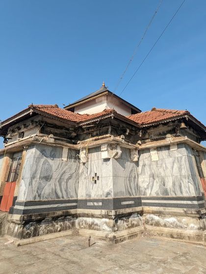 The beautiful architecture of a temple we visit near Agumbe, showcasing the traditional Malenadu style.