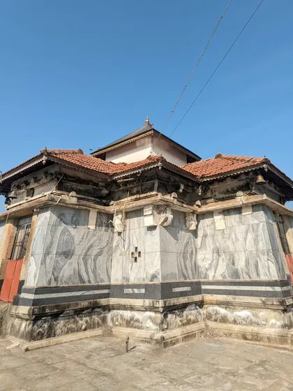 The beautiful architecture of a temple we visit near Agumbe, showcasing the traditional Malenadu style.