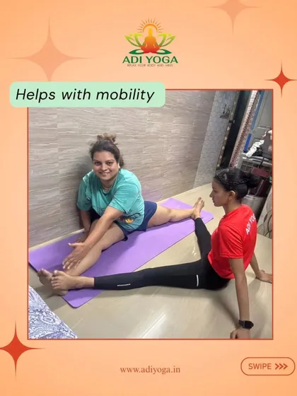 With the right support, you can safely push your limits. In this home session, I am assisting a client with a deep stretch to improve her mobility and leg flexibility, a common goal for many who start their yoga journey.